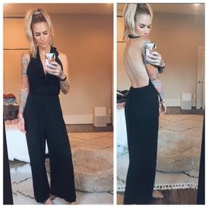 Zara Halter Plunge Jumpsuit Backless M